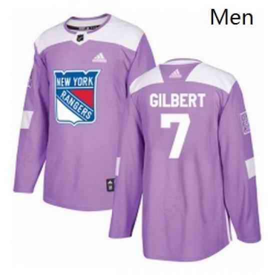 Mens Adidas New York Rangers 7 Rod Gilbert Authentic Purple Fights Cancer Practice NHL Jersey